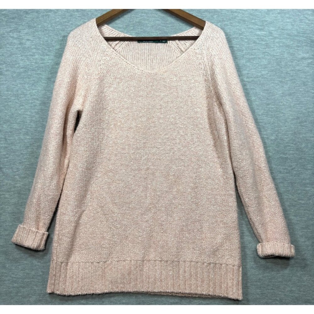 Lauren Ralph Lauren‎ Womens Sweater M Pink Knit Sweater Pullover
